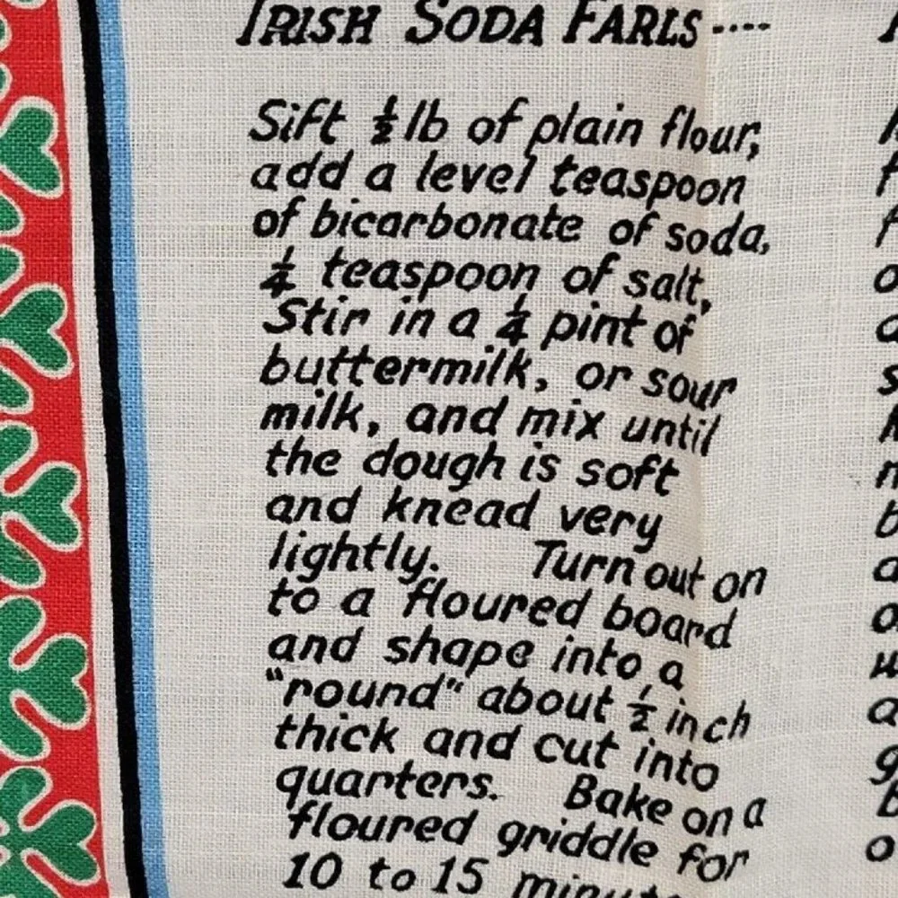 VTG Nelson Irish Linen Tea Towel ~Traditional Irish Bread Recipe 19